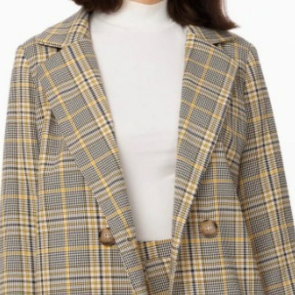 Plaid Women's Blazer Coat - Picture 1 of 10